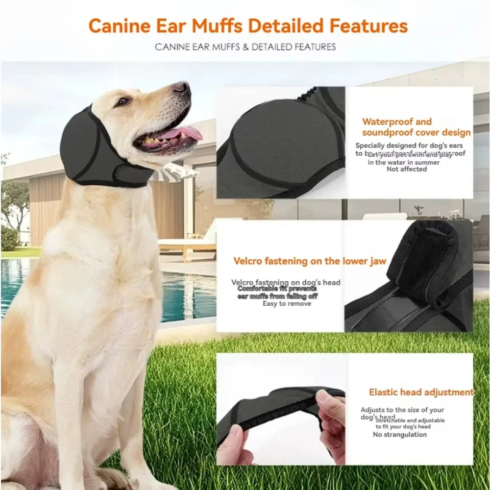 Noise Reduction Dog Ear Covers Anti-noise Hearing Protection Pet Ear Muffs Waterproof Adjustable Dog Earmuffs