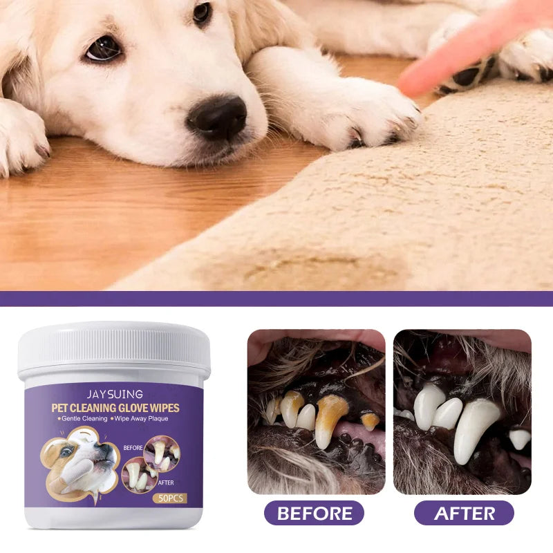 Paw Place Shop - Gentle and Effective Dog- Cat Teeth Cleaning Wipes for Fresh Breath and Oral Care