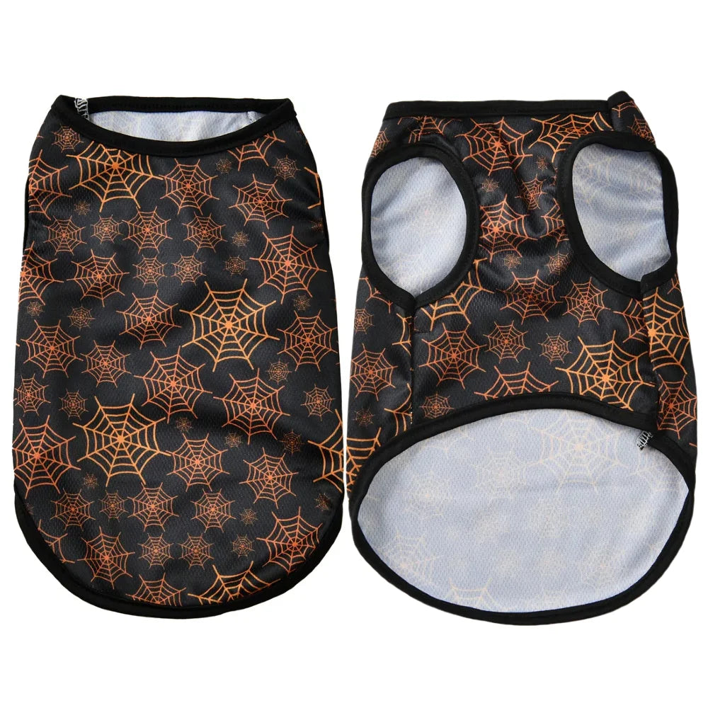 Halloween Pet Vest for Small Medium Dogs Cats Autumn Winter Costume Pumpkin Print Cosplay Outfit Chihuahua Pug French Bulldog